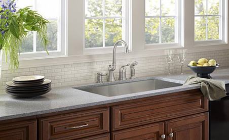 Yurkovic Plumbing in Erie PA carries the full line of Swanstone solid kitchen and bath surface products.